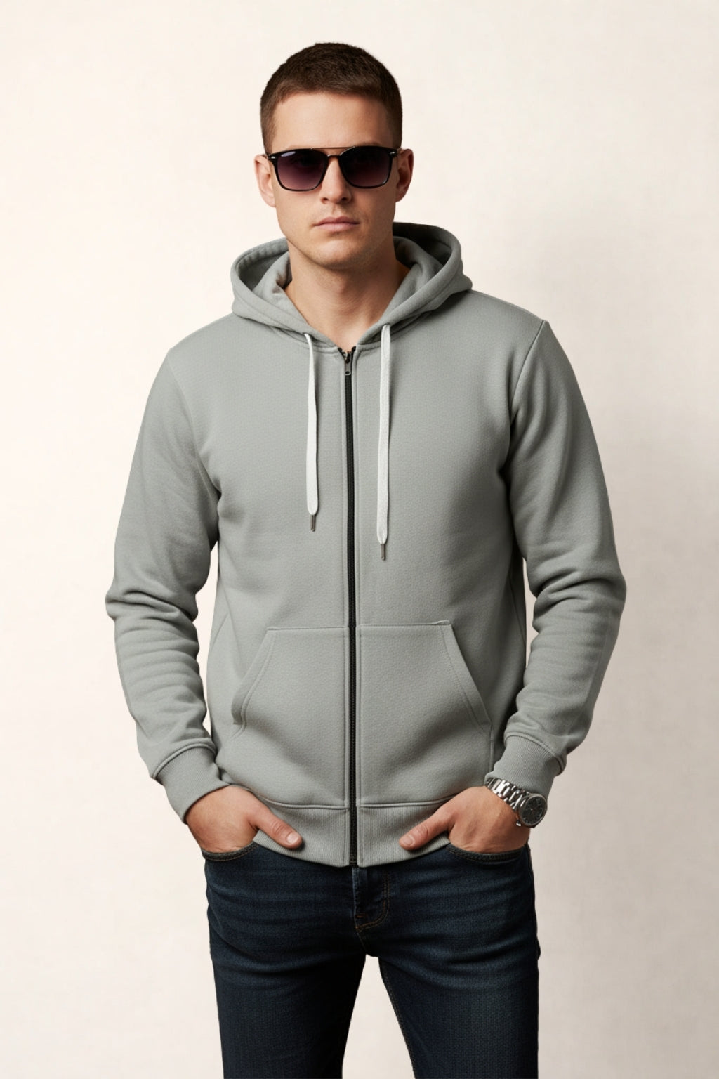 Grey Full-Sleeve Hoodie
