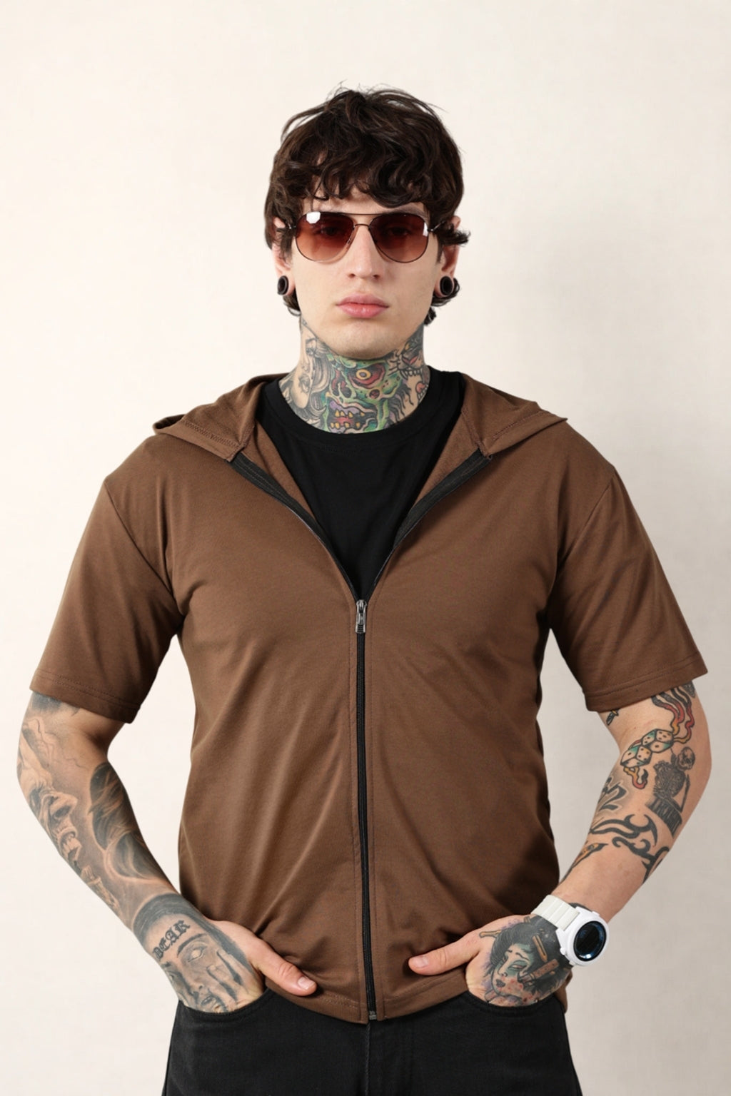 Brown Zip Hoodie
