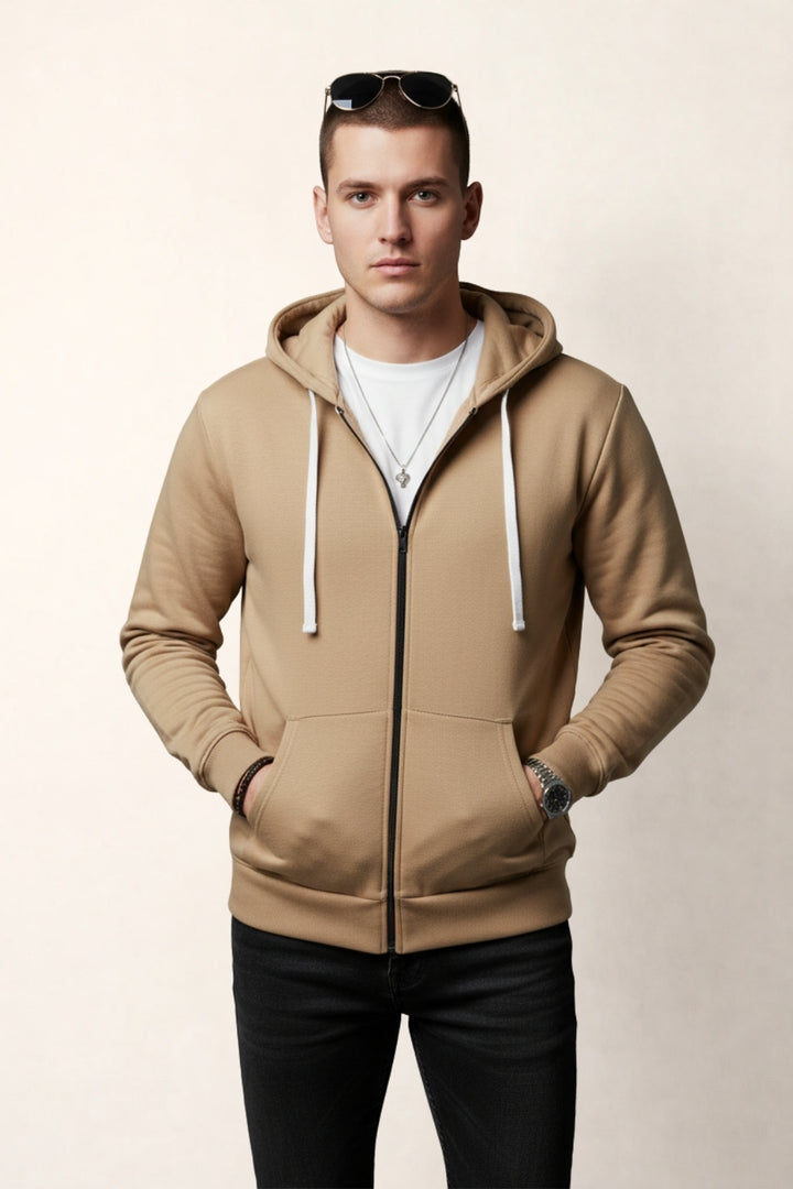Khaki Full-Sleeve Hoodie