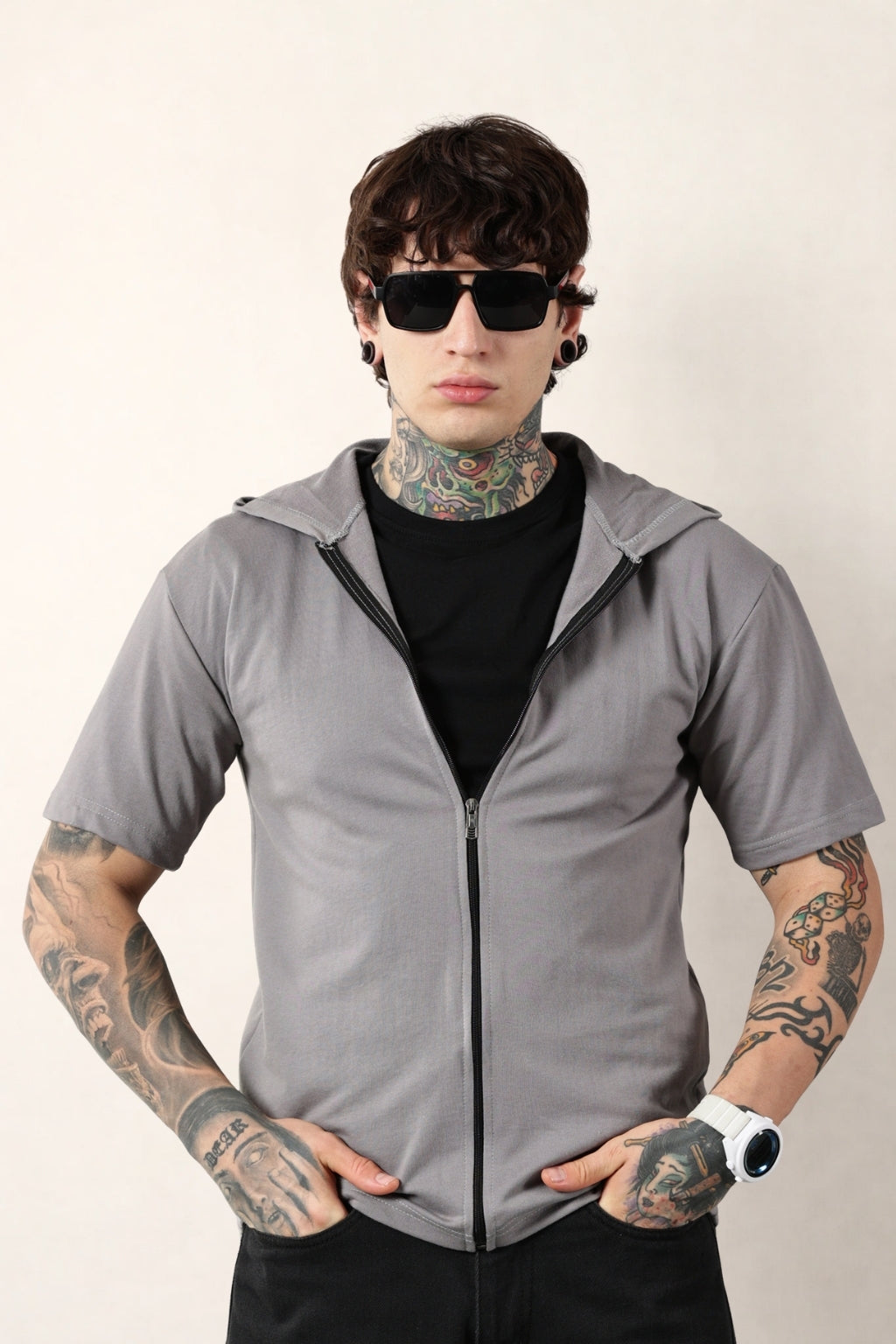 Grey Zip Hoodie