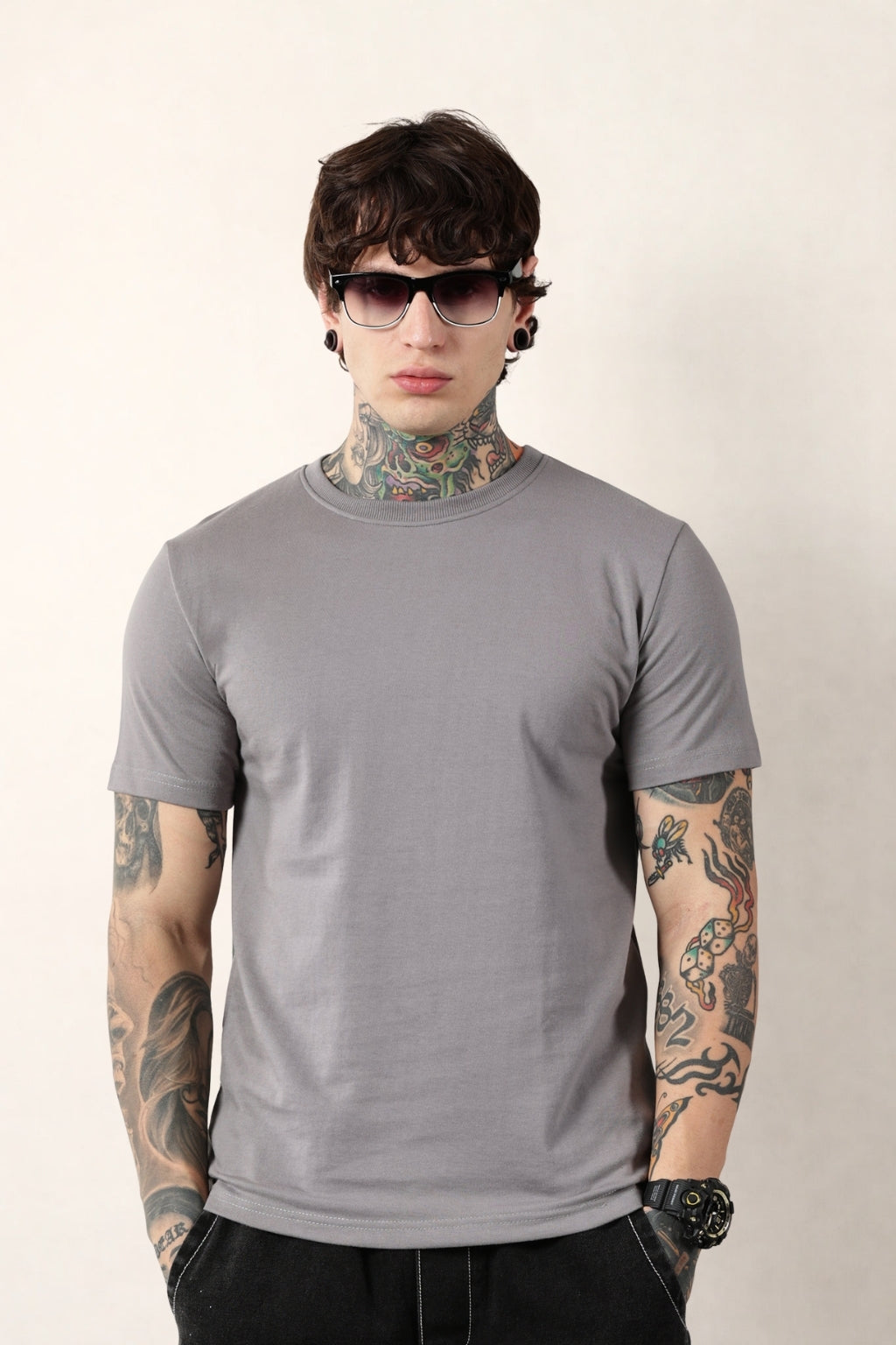 Grey Round Neck
