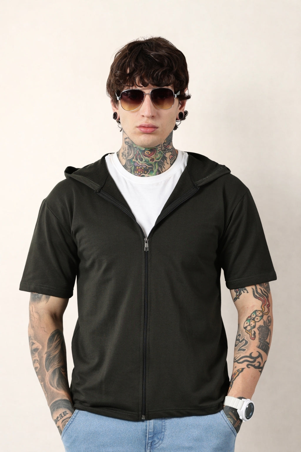 Olive Zip Hoodie