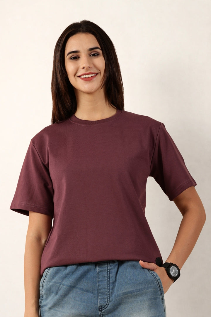 Women Mauve T-Shirt | Round Neck