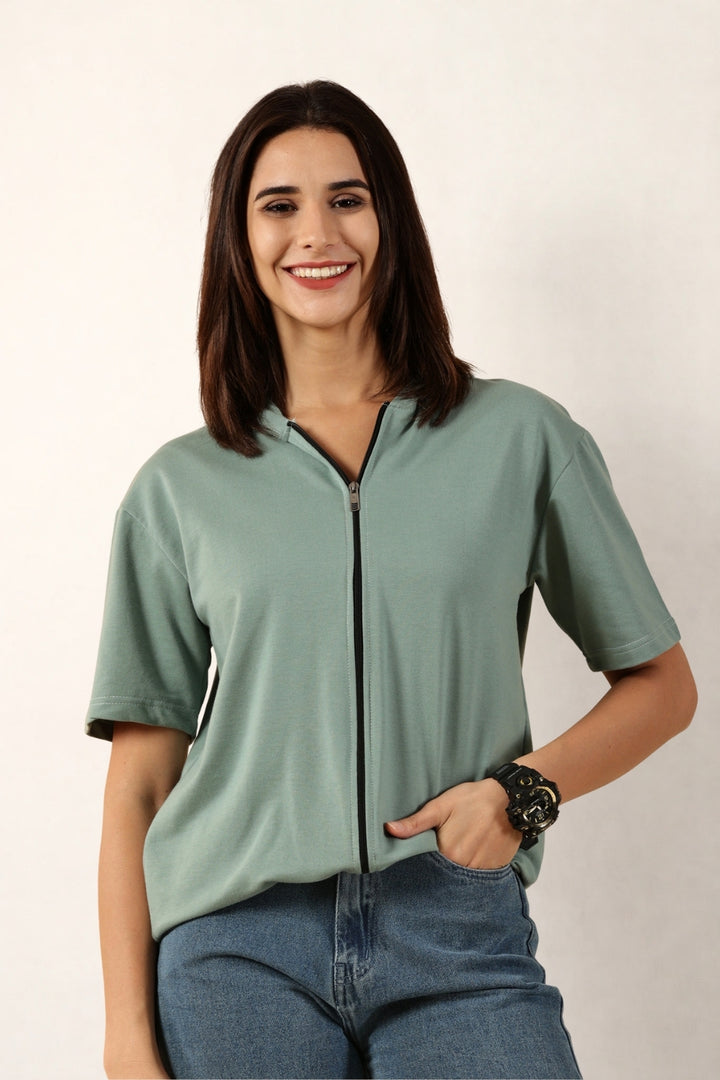 Half Sleeve Zip Hoodie | Pista