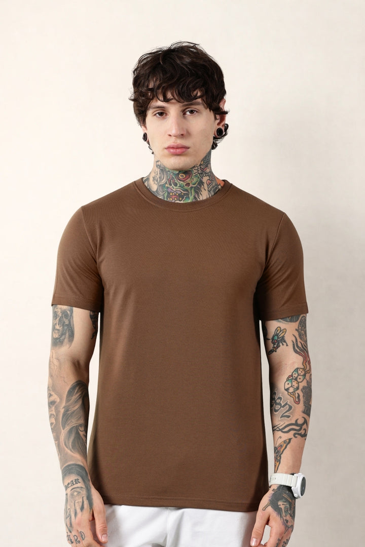 Brown Round Neck