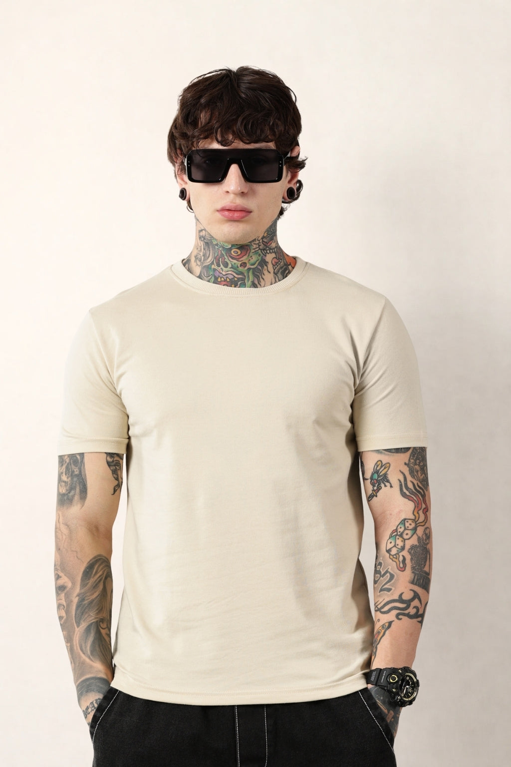 Cream Round Neck