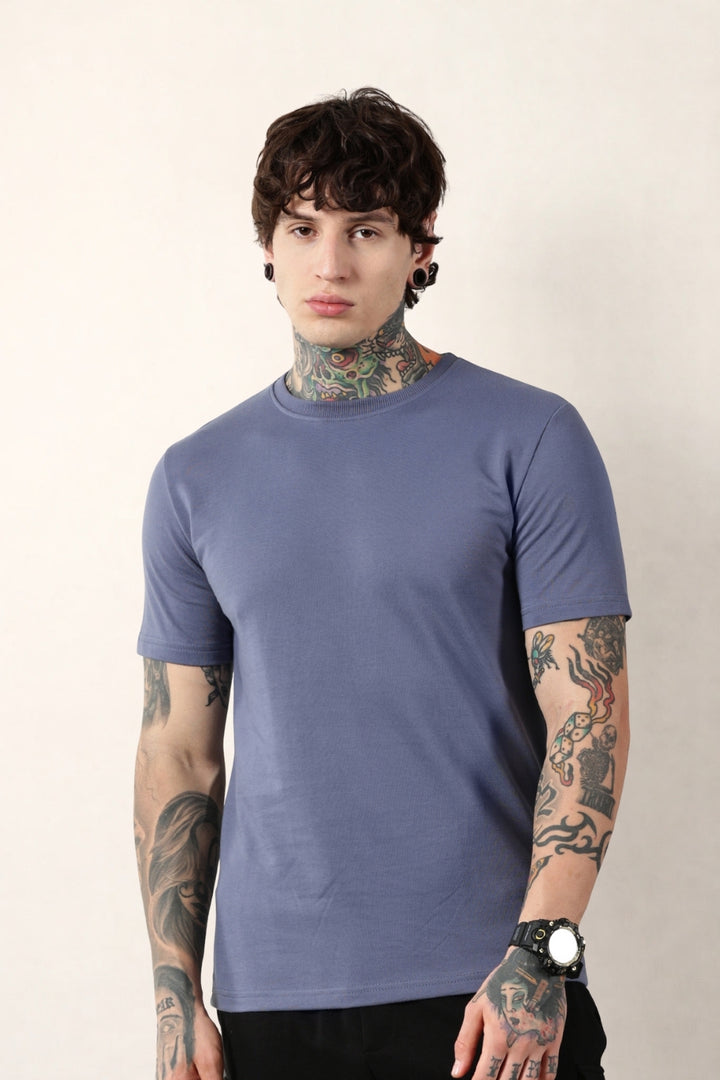 Blue Round Neck
