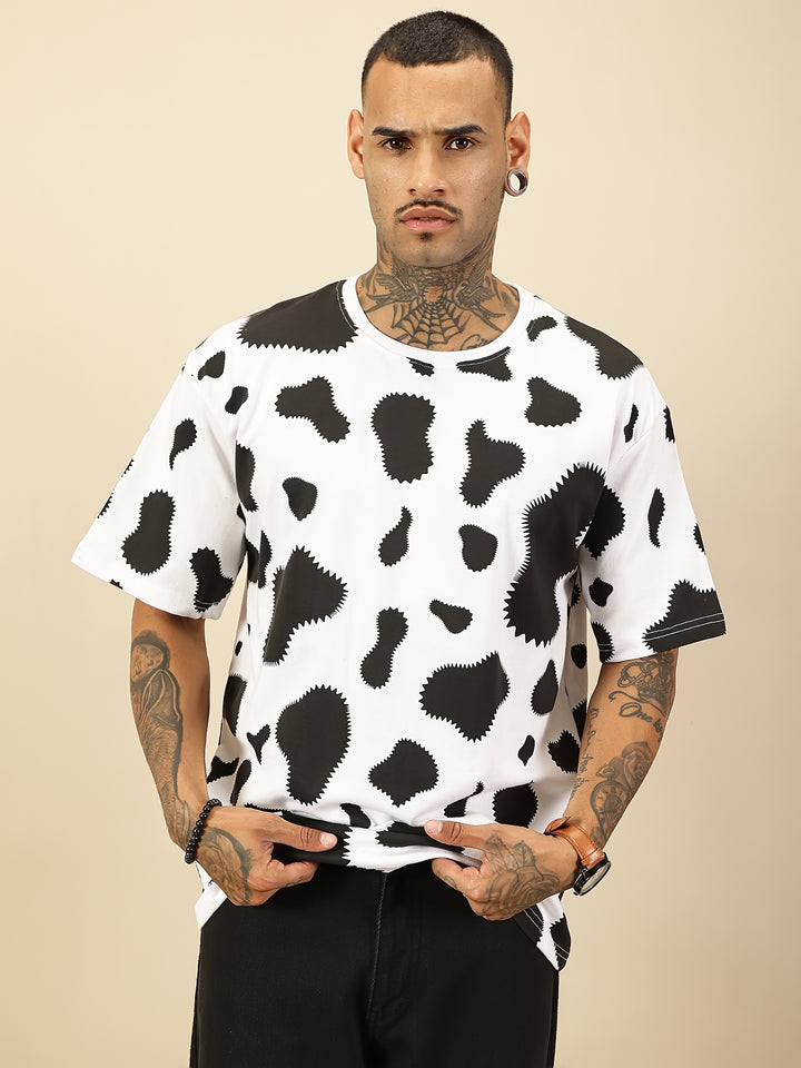 Cow Abstract Tee - White