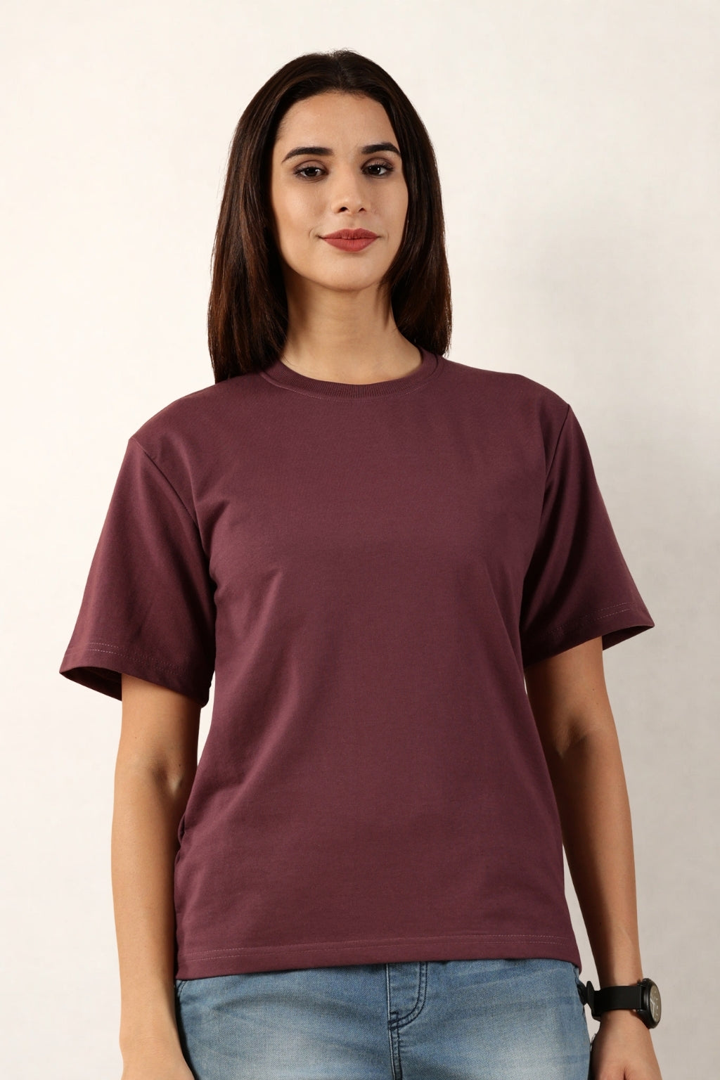Women Mauve T-Shirt | Round Neck