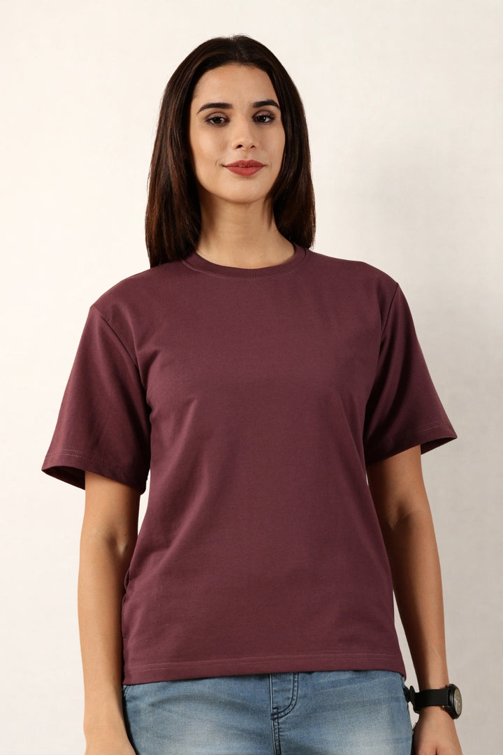Women Mauve T-Shirt | Round Neck