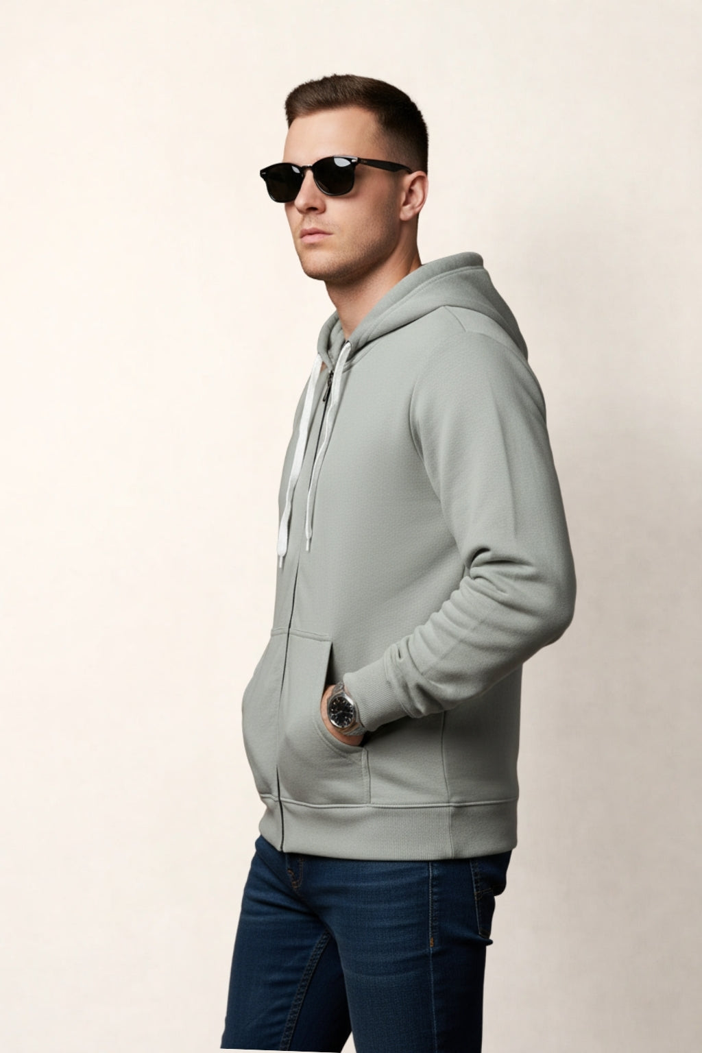 Grey Full-Sleeve Hoodie