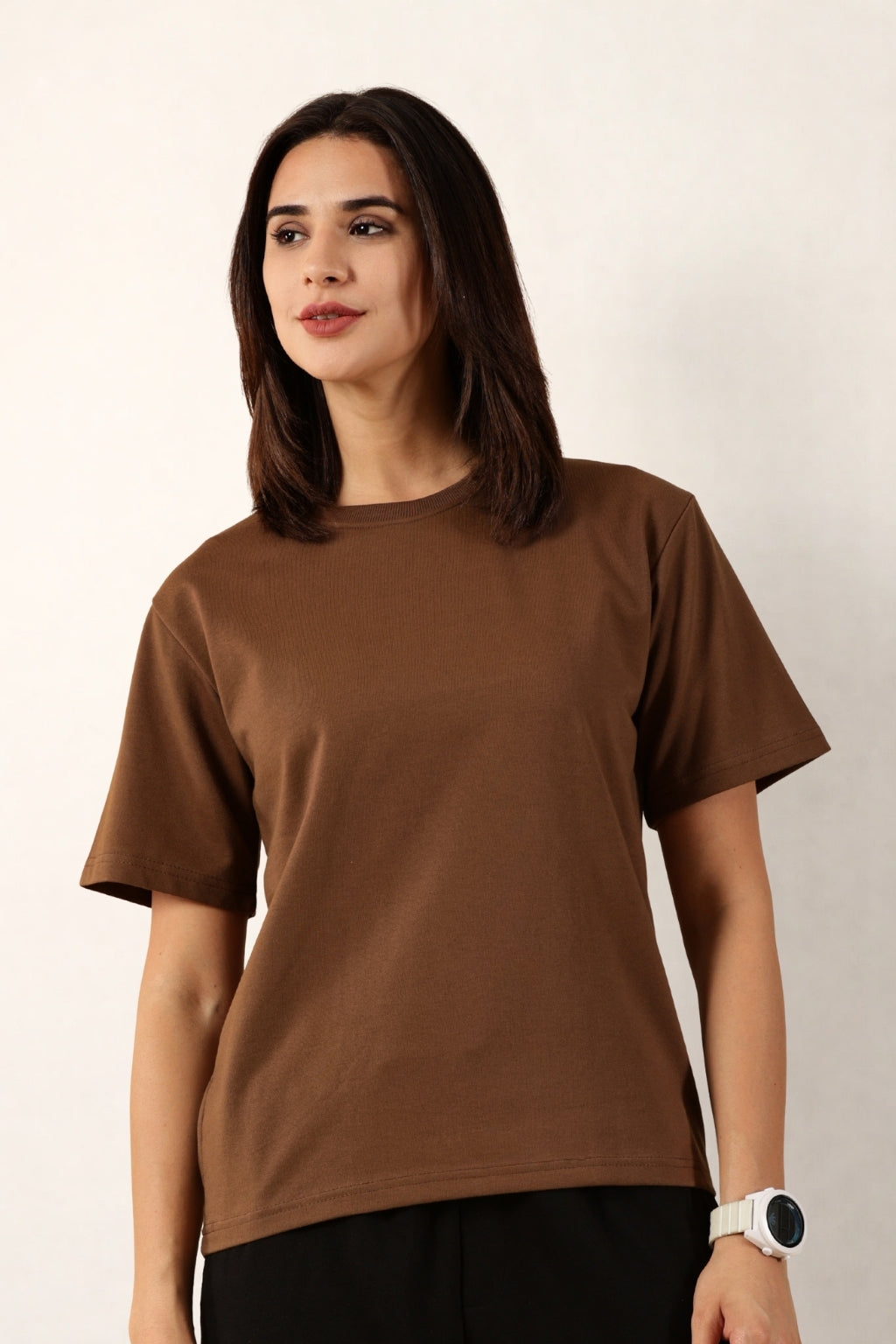 Women Brown T-Shirt | Round Neck