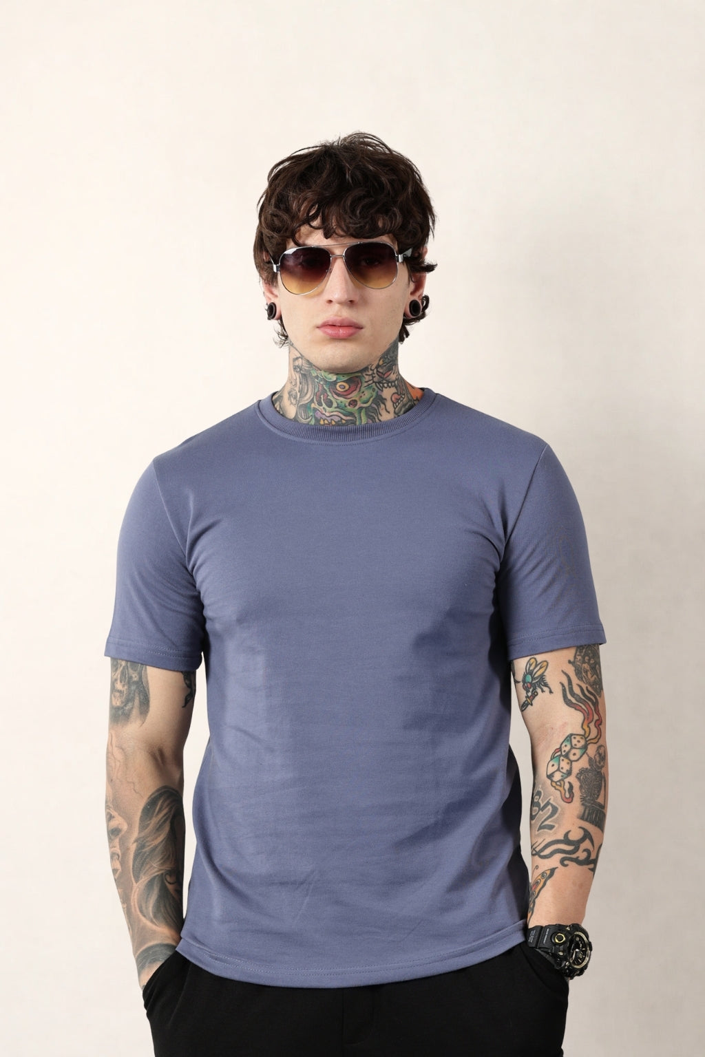 Blue Round Neck