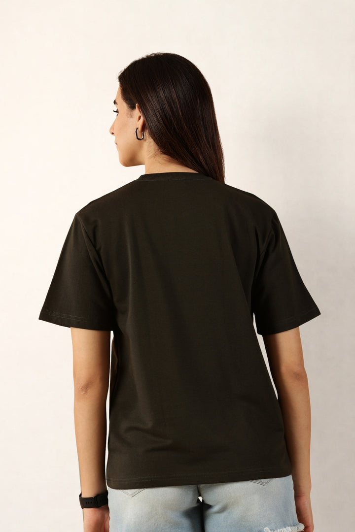 Women Olive T-Shirt | Round Neck