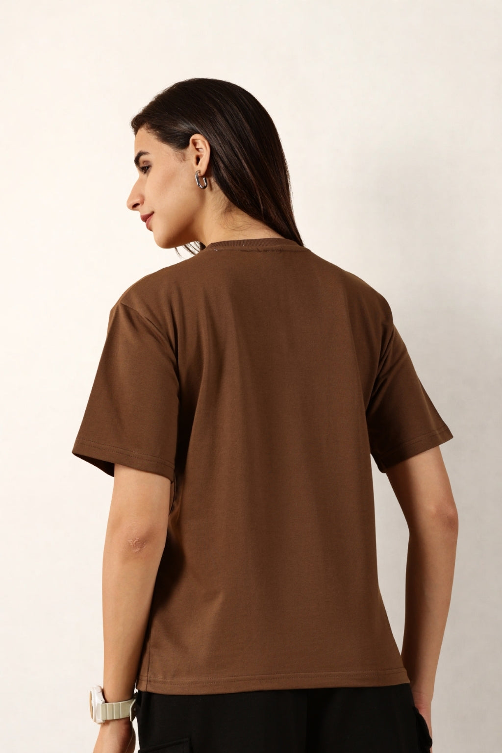 Women Brown T-Shirt | Round Neck