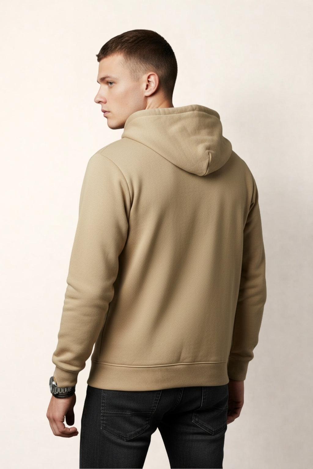 Khaki Full-Sleeve Hoodie