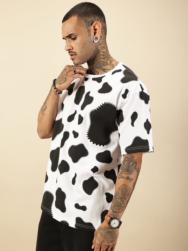 Cow Abstract Tee - White