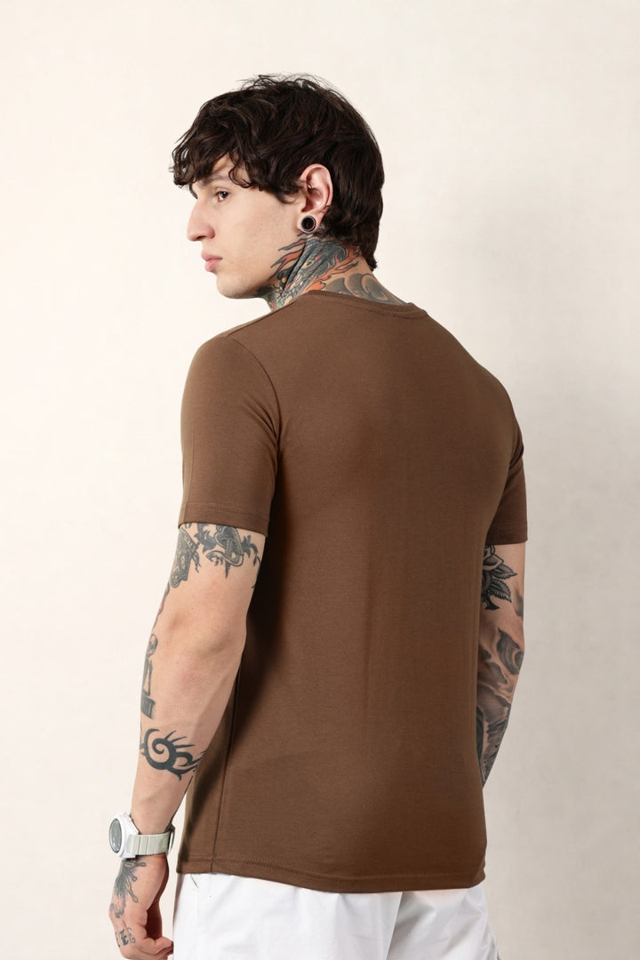 Brown Round Neck