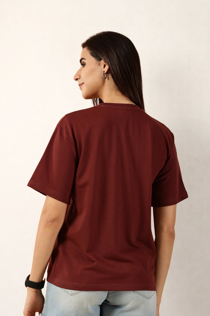 Women Maroon T-Shirt | Round Neck