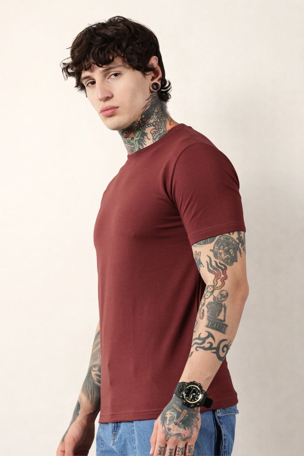 Maroon Round Neck
