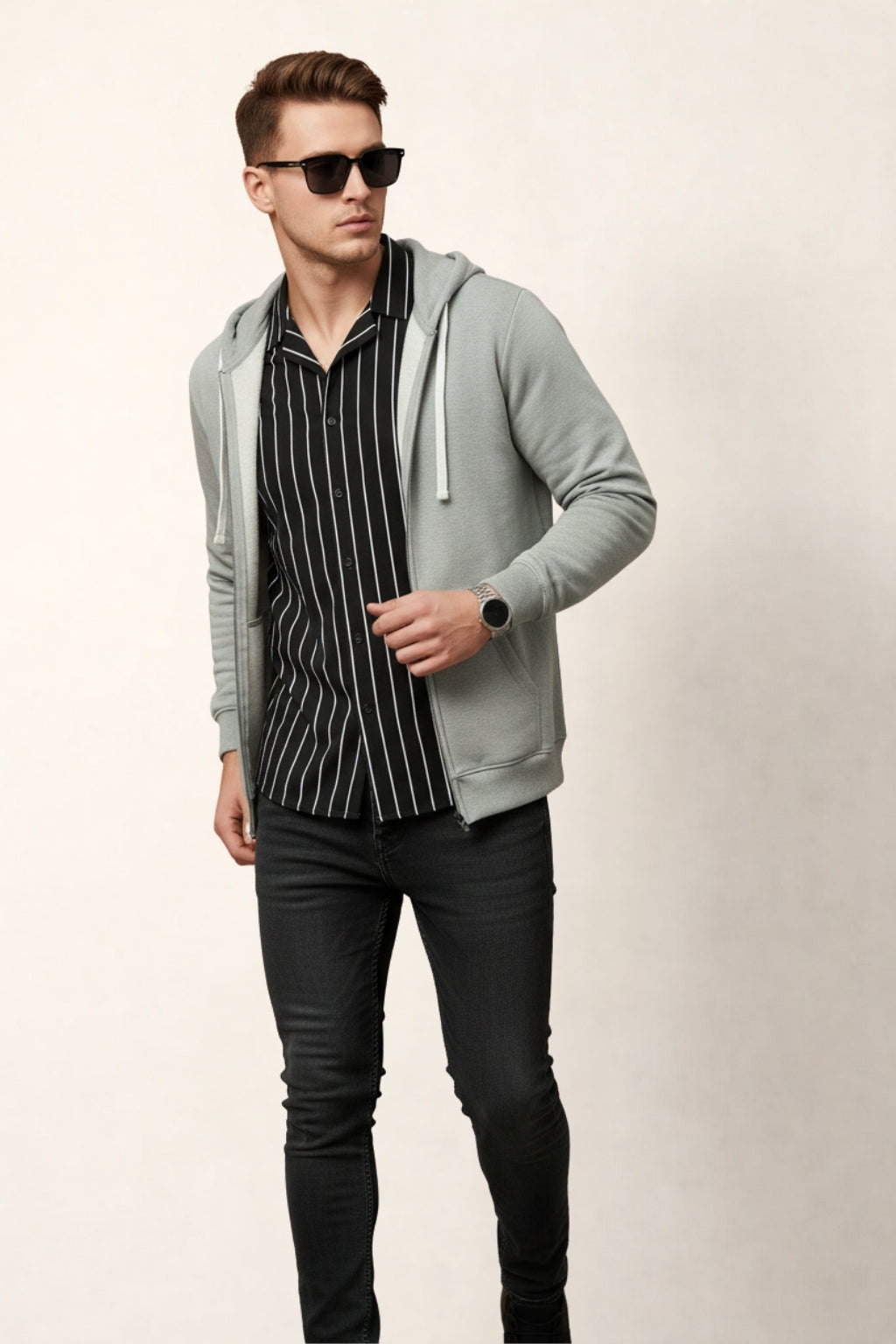 Grey Full-Sleeve Hoodie