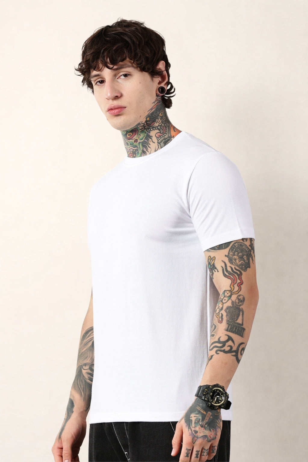 White Round Neck
