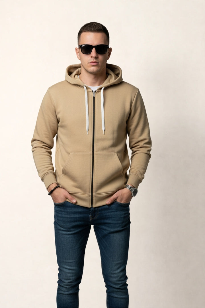 Khaki Full-Sleeve Hoodie
