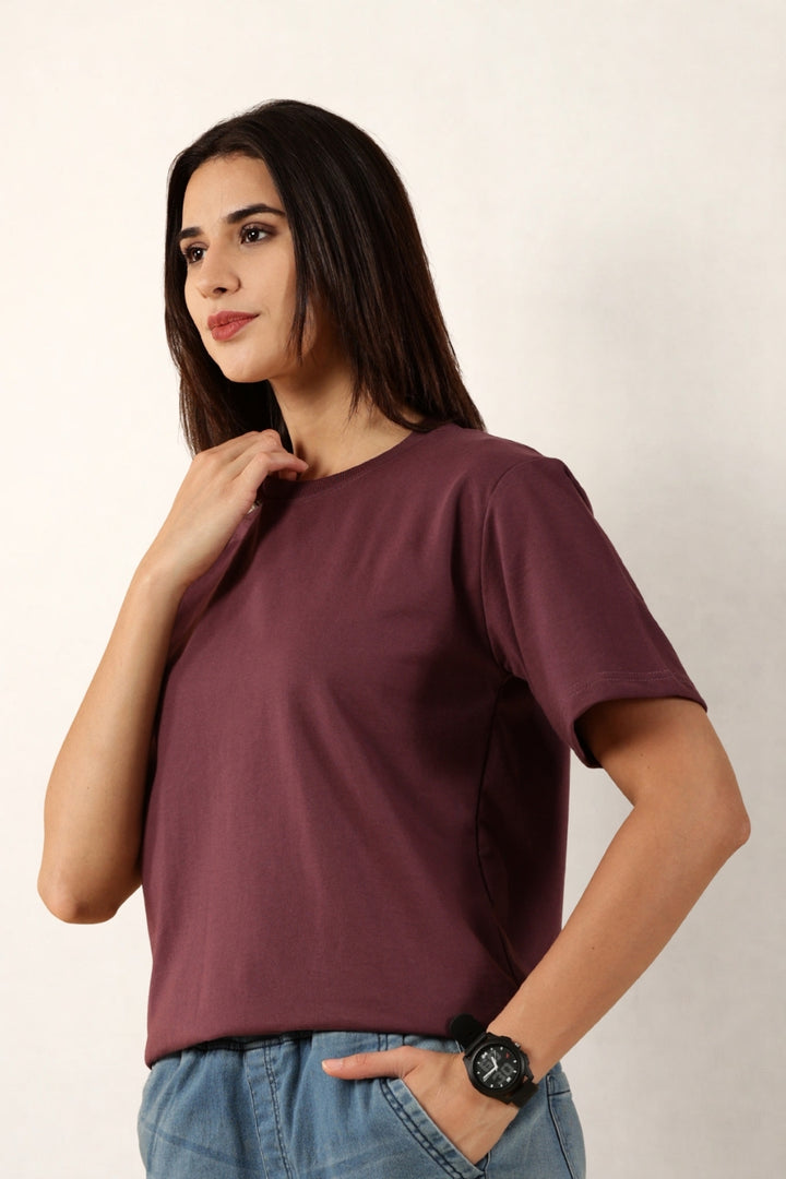 Women Mauve T-Shirt | Round Neck
