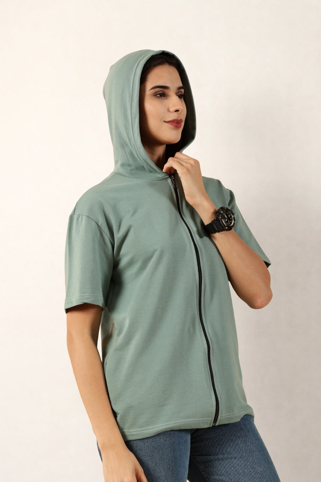 Half Sleeve Zip Hoodie | Pista