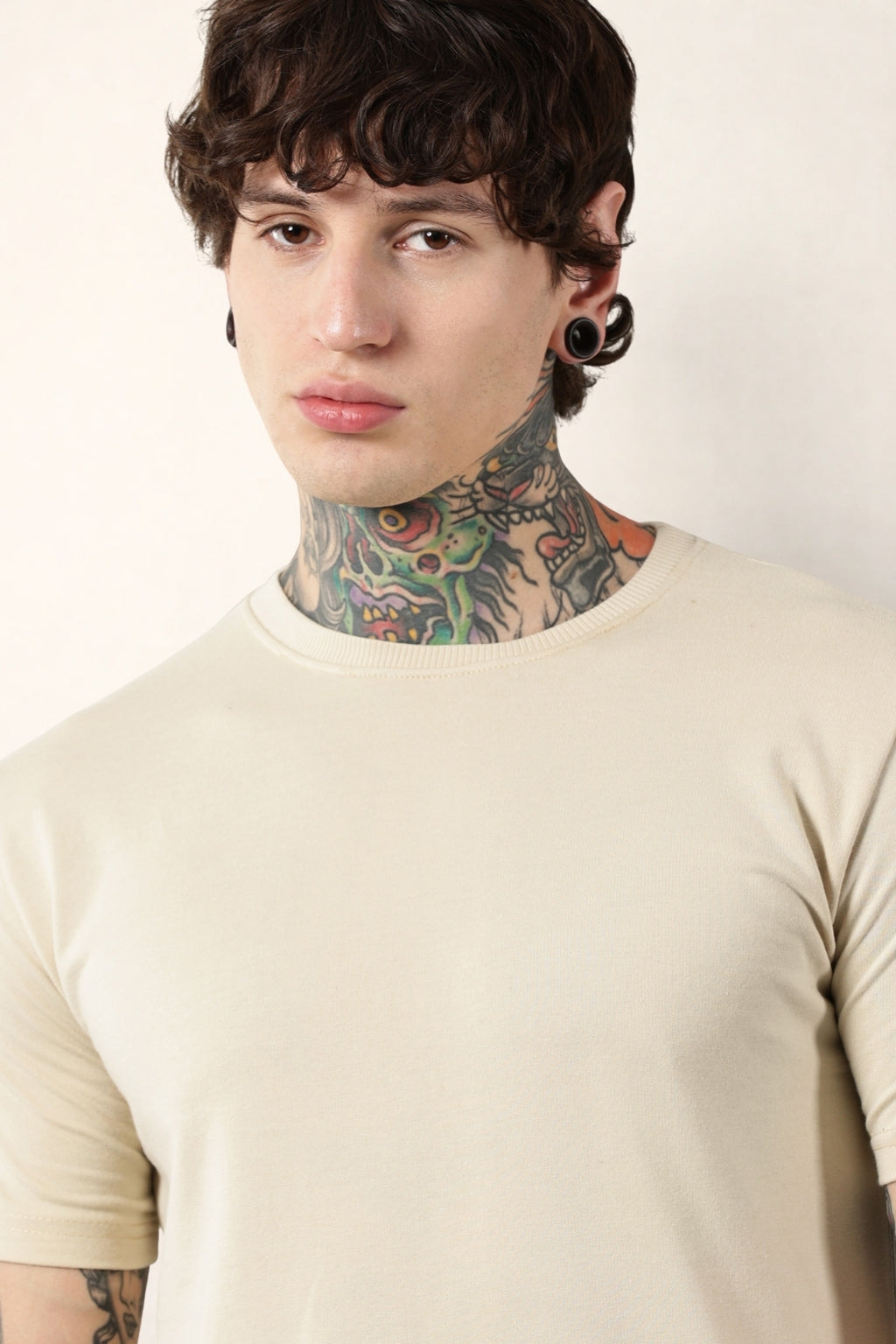 Cream Round Neck