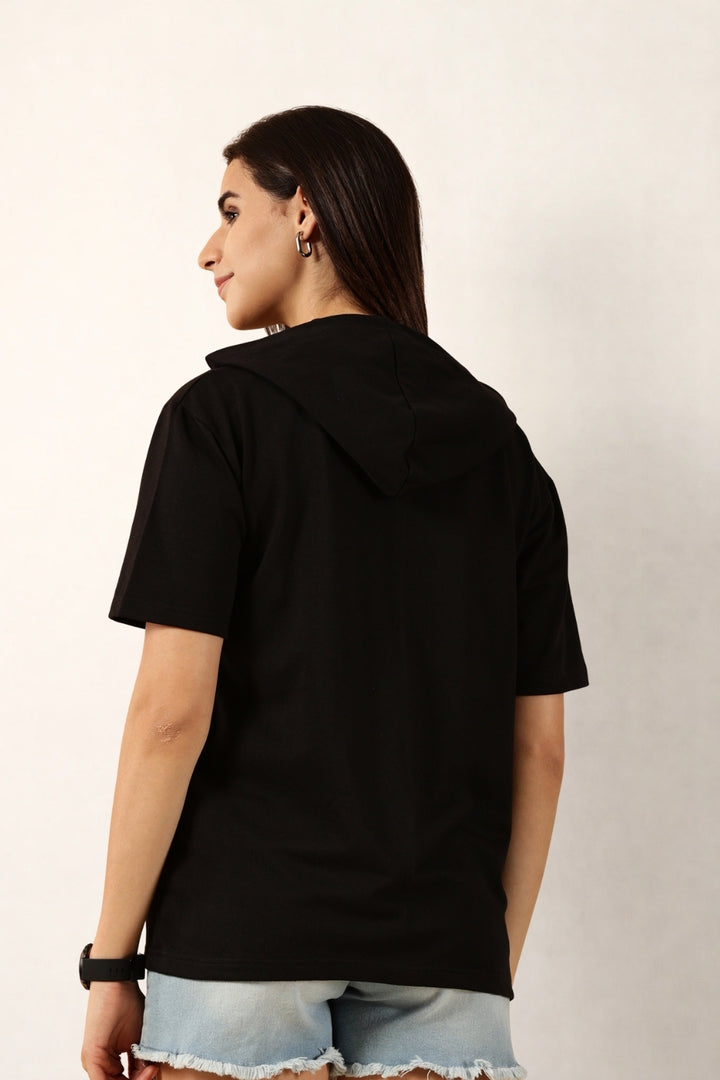 Half Sleeve Zip Hoodie | Black