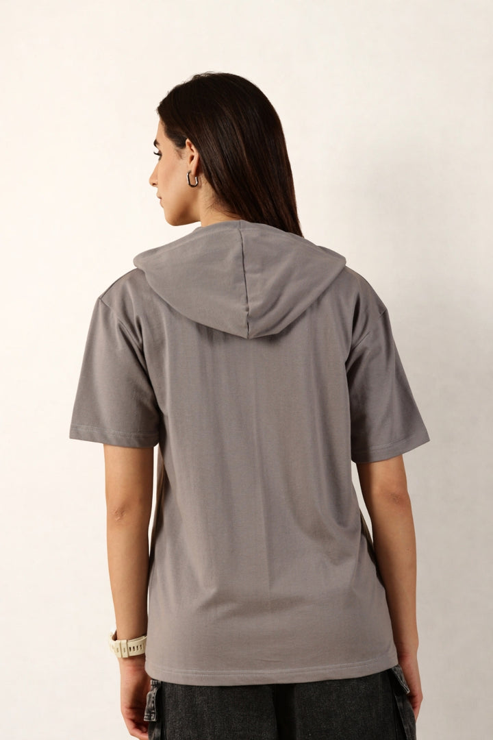 Half Sleeve Zip Hoodie | Grey