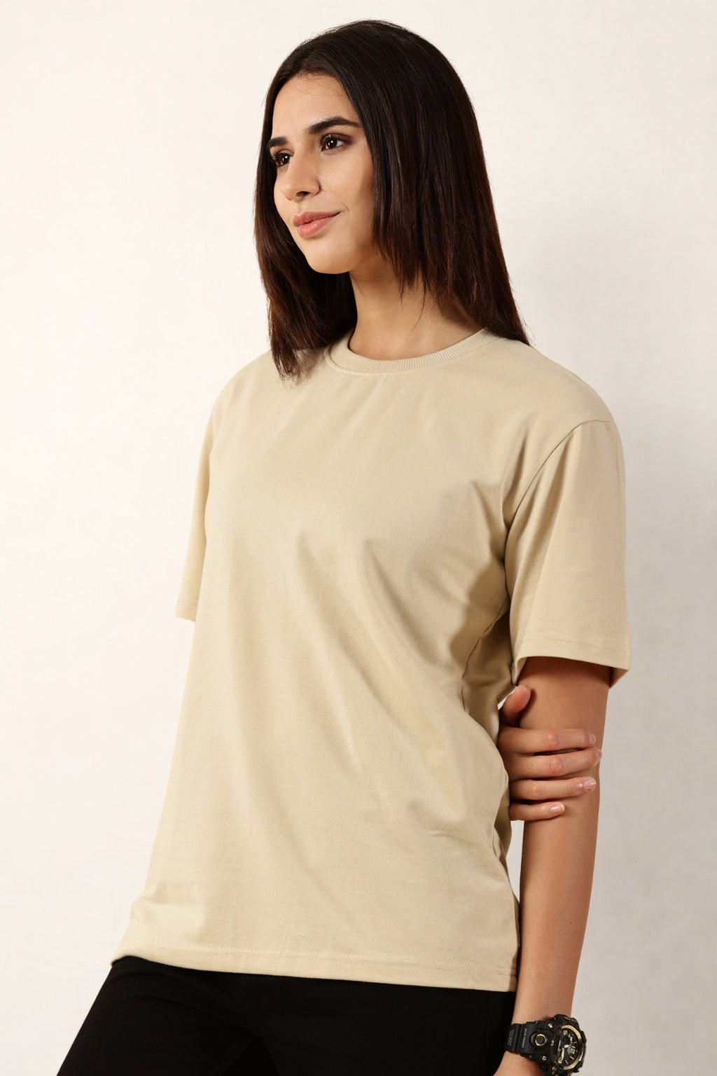 Women Cream T-Shirt | Round Neck