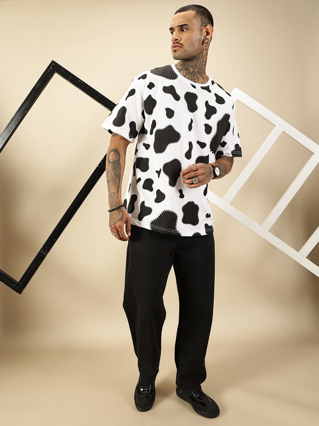 Cow Abstract Tee - White