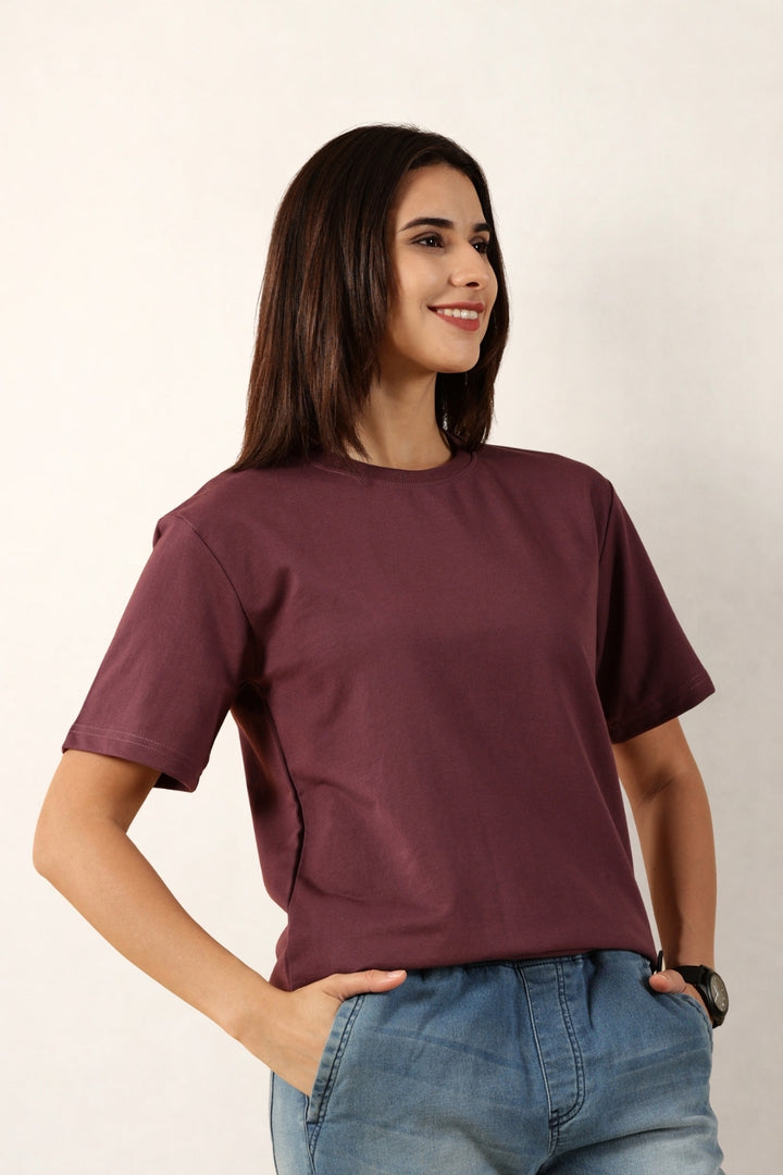 Women Mauve T-Shirt | Round Neck