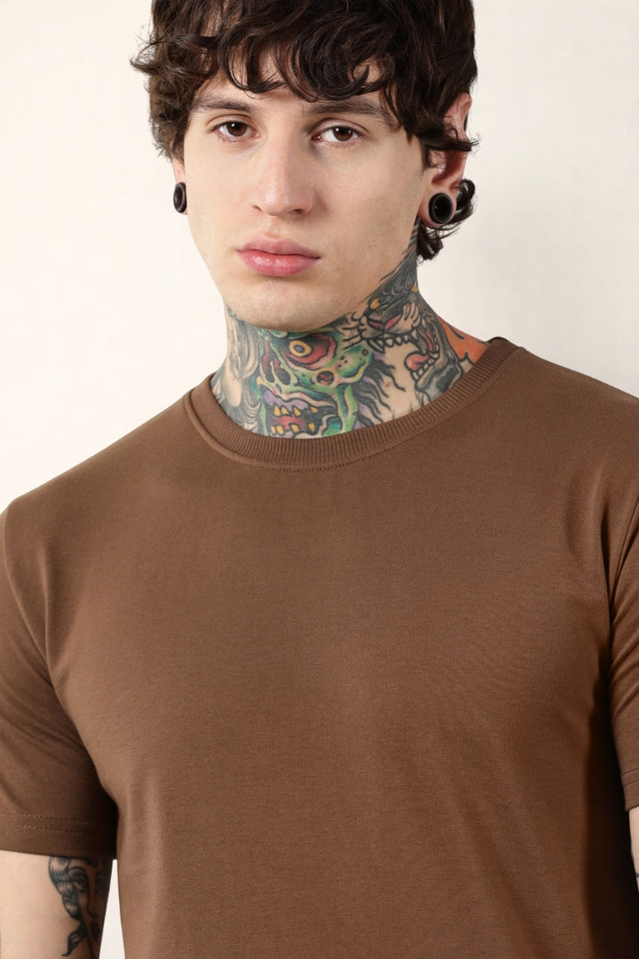 Brown Round Neck