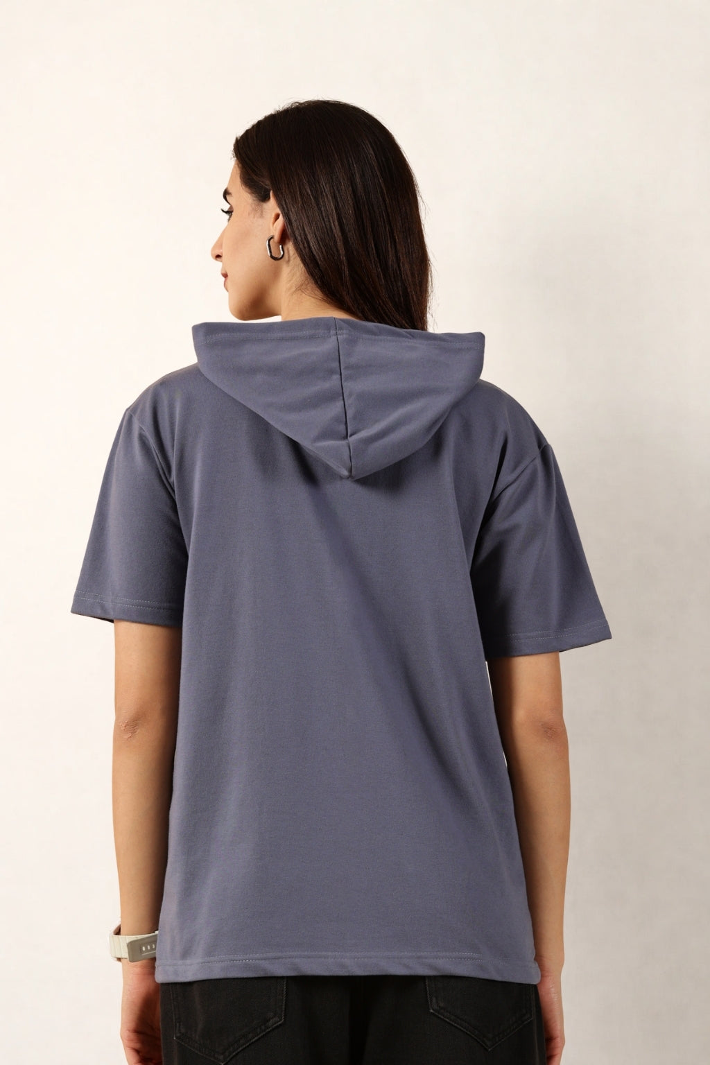 Half Sleeve Zip Hoodie | Blue