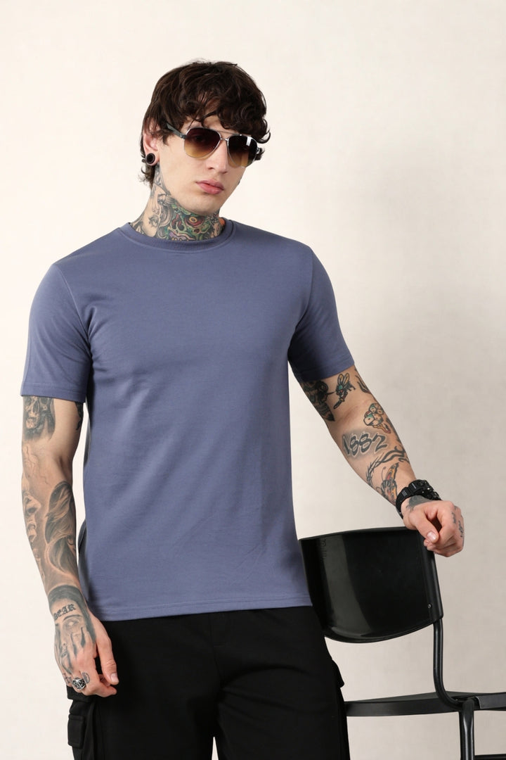 Blue Round Neck