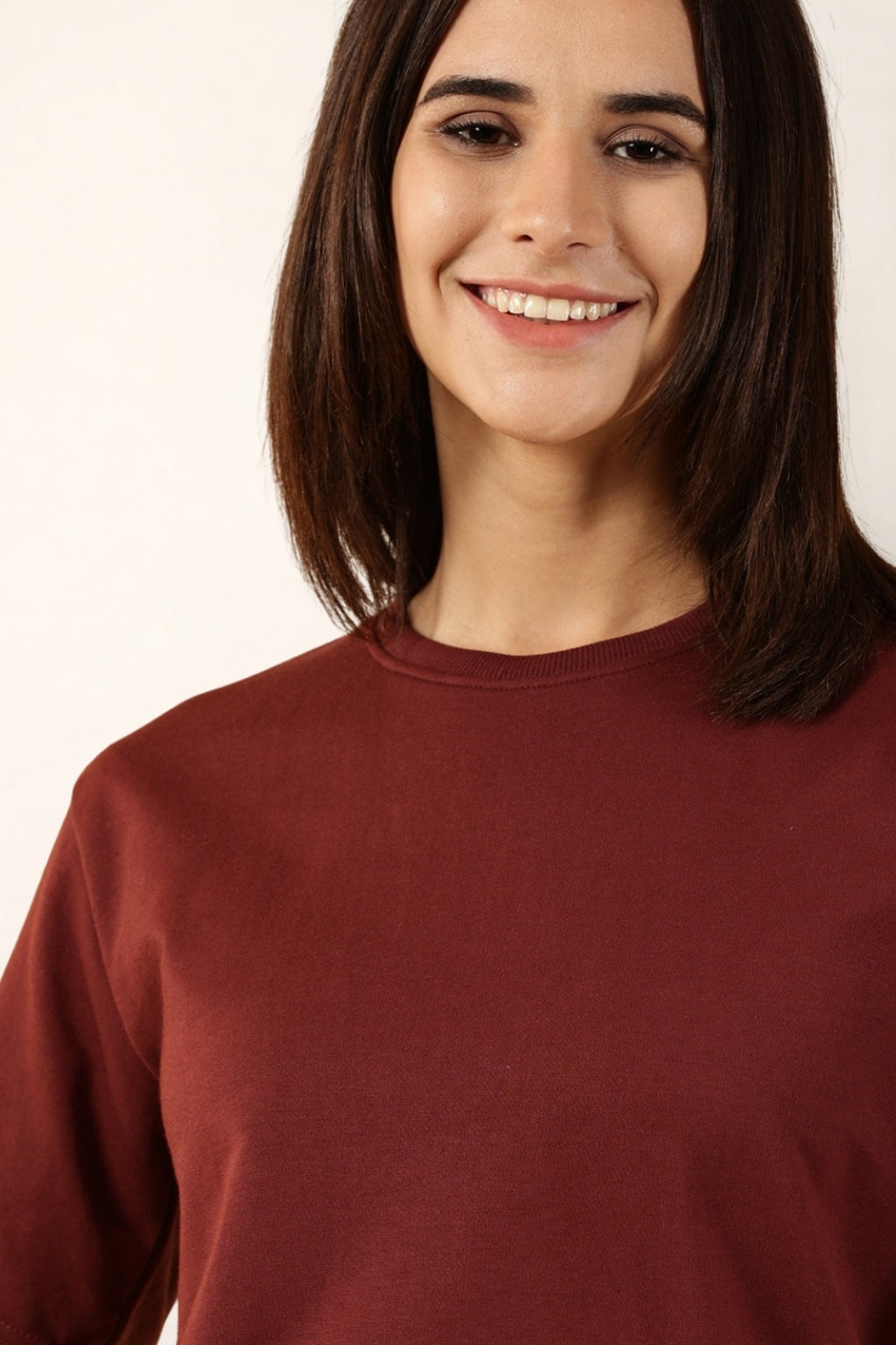 Women Maroon T-Shirt | Round Neck