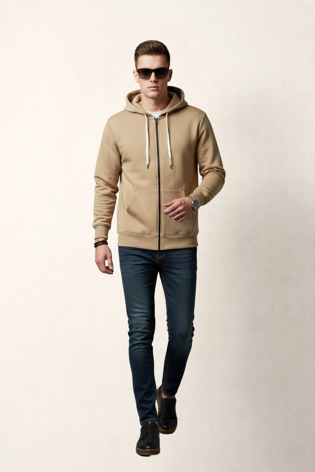 Khaki Full-Sleeve Hoodie