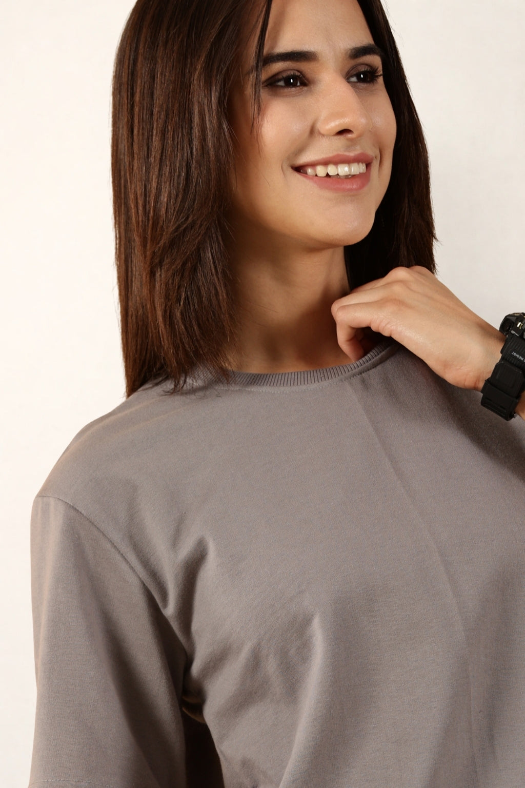 Women Grey T-Shirt | Round Neck
