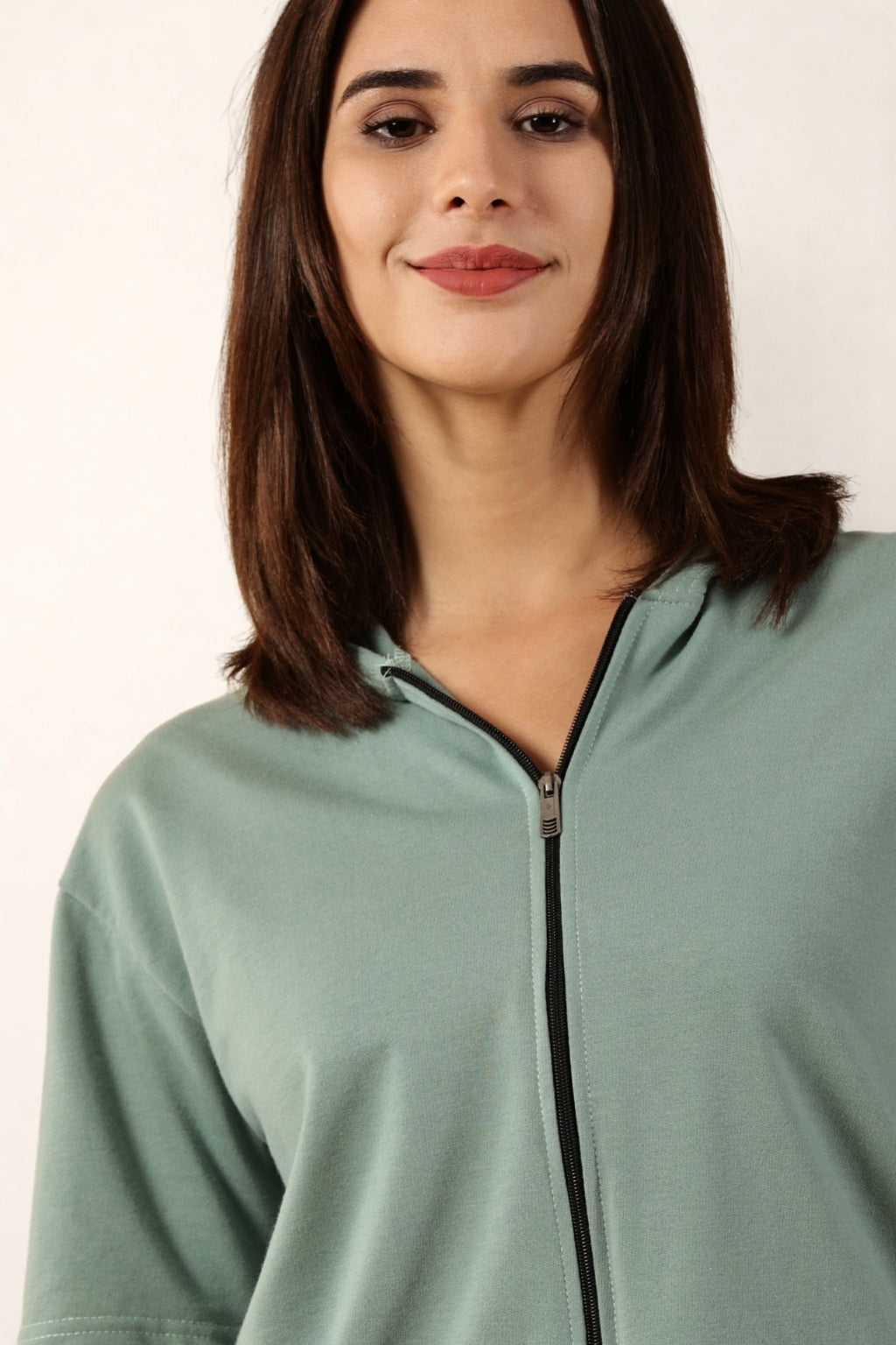 Half Sleeve Zip Hoodie | Pista