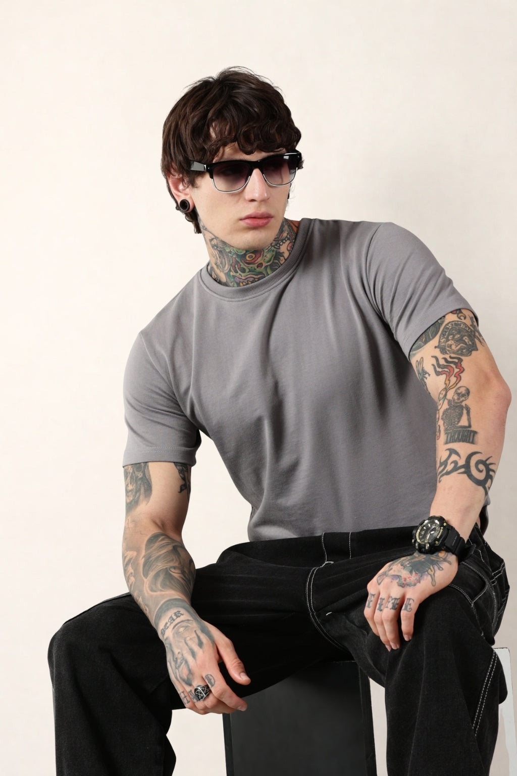 Grey Round Neck