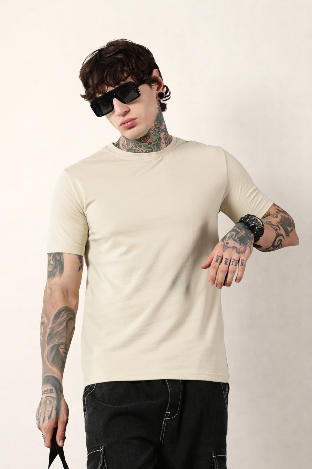 Cream Round Neck