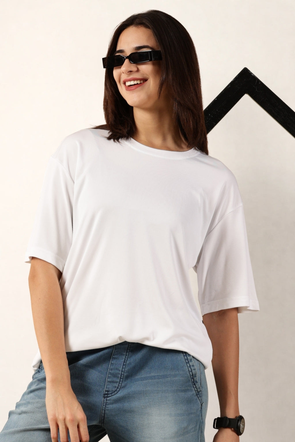 Women White T-Shirt | Round Neck