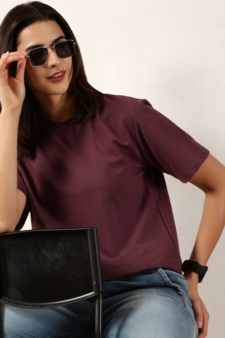 Women Mauve T-Shirt | Round Neck