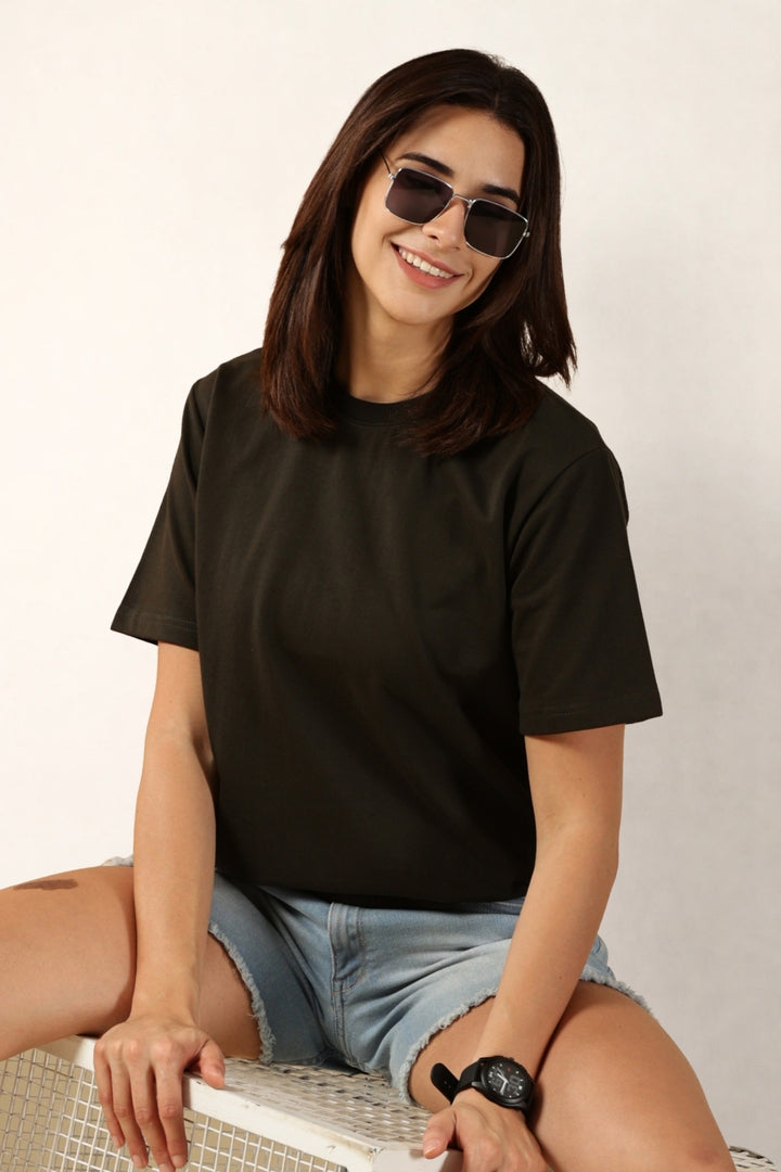 Women Olive T-Shirt | Round Neck