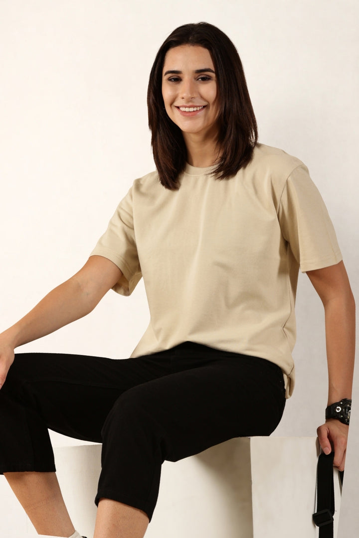 Women Cream T-Shirt | Round Neck