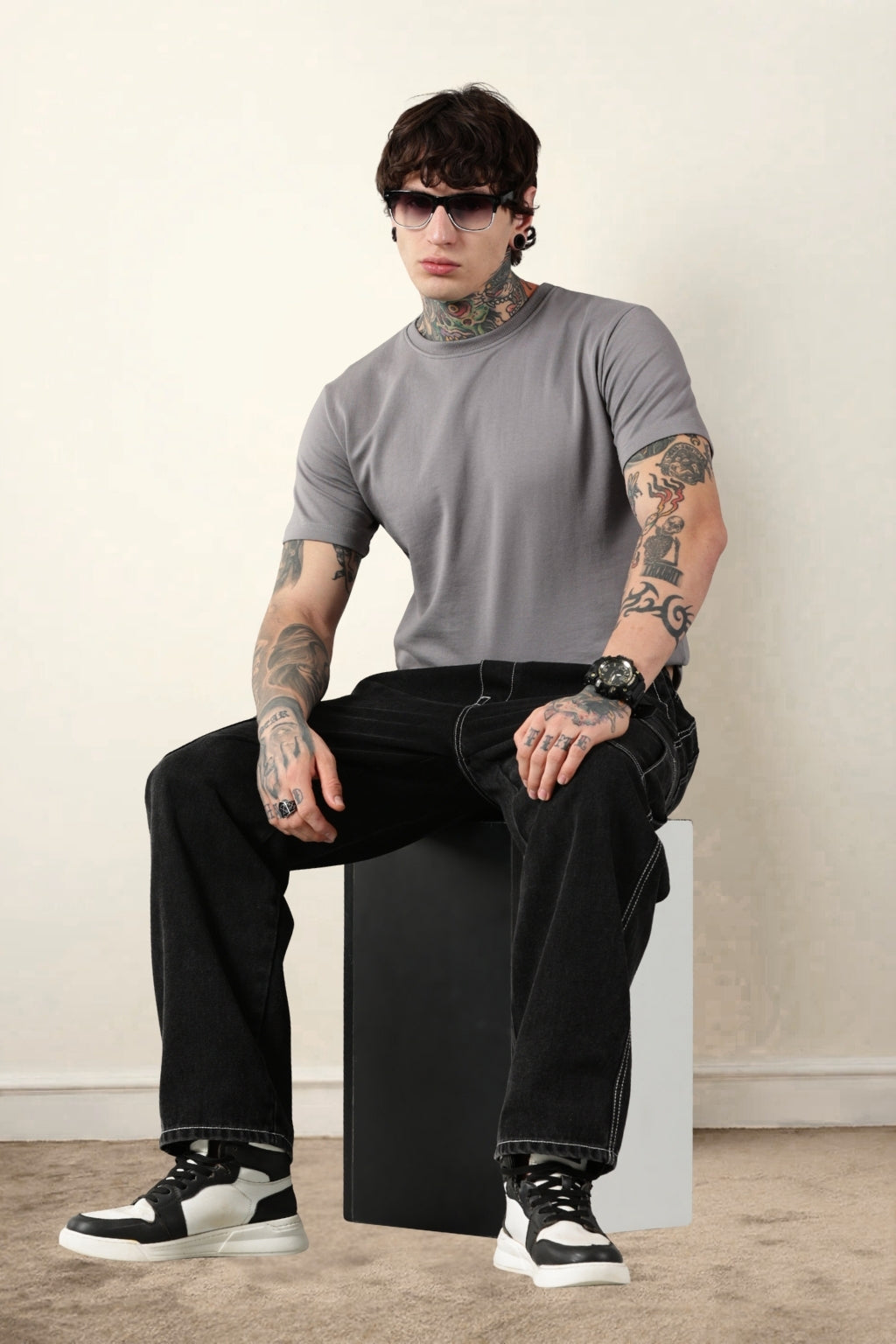 Grey Round Neck