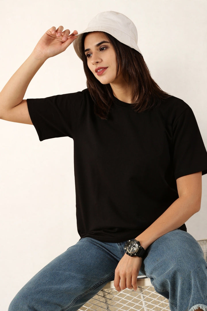 Women Black T-Shirt | Round Neck
